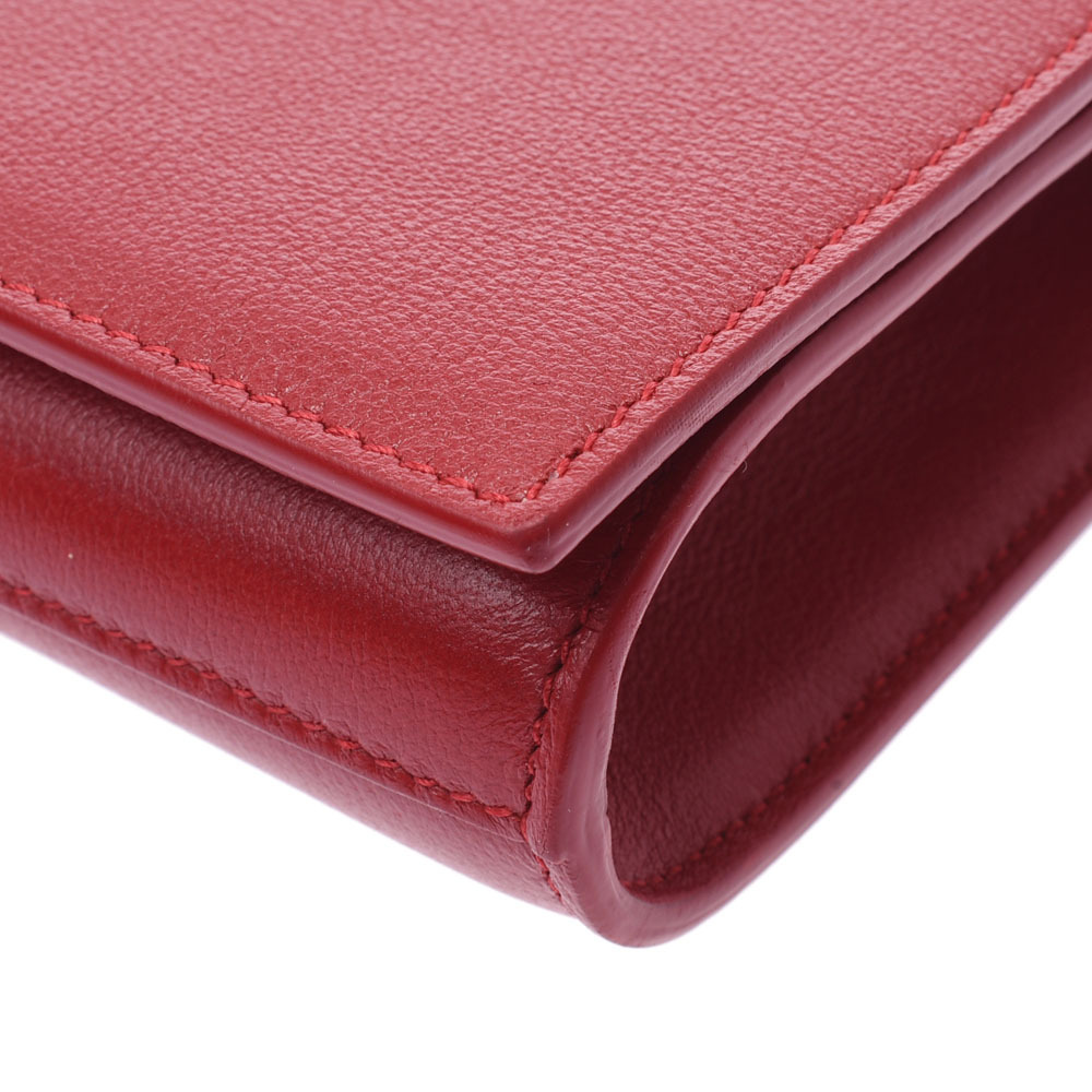 SAINT LAURENT calfskin clutch bag red - Picture 5 of 11